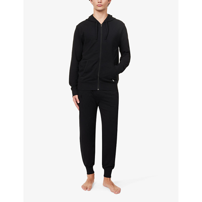 Shop Polo Ralph Lauren Men's Black Lounge Brand-embroidered Stretch-cotton Hoody