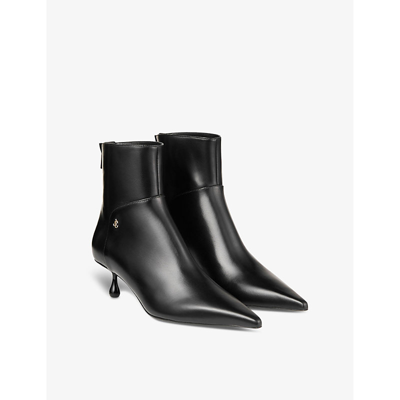 Shop Jimmy Choo Cycas Pointed-toe Leather Heeled Ankle Boots In Black