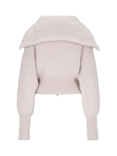 Sa Su Phi Light Pink Zip-up Sweater With Maxi Collar In Pink
