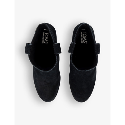 Shop Toms Constance Western Pull-tab Suede Heeled Boots In Black