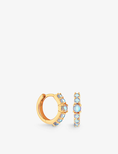 Shop Astrid & Miyu Women's Gold Hoop 18ct Yellow Gold-plated Recycled Sterling-silver And Moonstone Huggi