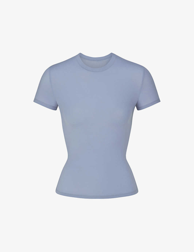 Shop Skims Women's Slate Fits Everybody Fitted Stretch-woven T-shirt