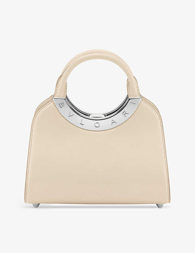 Shop Bvlgari Roma Small Leather Top-handle Bag In White