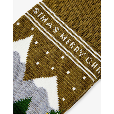 Shop Burlington Mens Shire Green White Christmas Graphic-print Cotton-blend Socks