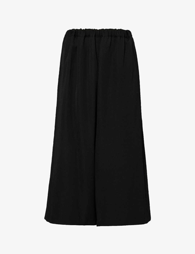 Shop Comme Des Garçons Comme Des Garcons Women's Black Relaxed-fit Wide-leg Mid-rise Wool Trousers