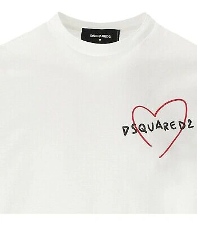 Pre-owned Dsquared2 Cool Fit Heart Weiss T-shirt Herren