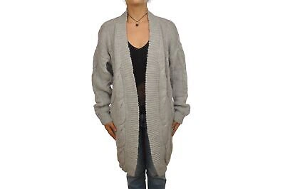 Pre-owned Pink Memories Frau Cardigan Manica Lunga Grigio Chiaro 16283