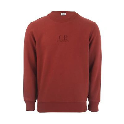 Pre-owned C.p. Company Herren C.p.company Mitte Logo Regular Fit Baumwolle Pullover Sweatshirt In Rot