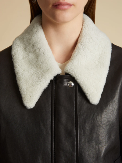 Khaite Shellar Shearling Collar Leather Aviator Jacket