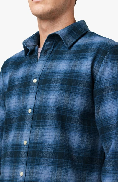 Shop Joe's Cotton Flannel Button-up Shirt In Ombre Blue Plaid
