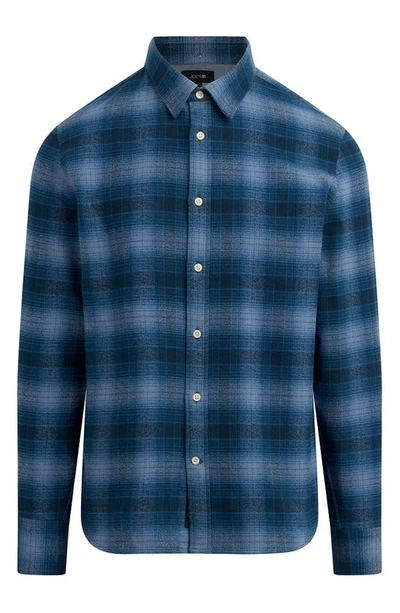 Shop Joe's Cotton Flannel Button-up Shirt In Ombre Blue Plaid