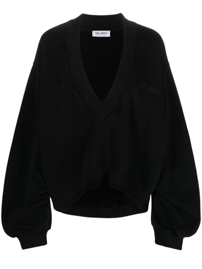 Shop Attico Black V-neck Cotton Sweatshirt