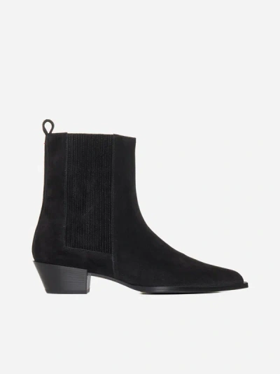 Shop Aeyde Belinda Suede Ankle Boots In Black