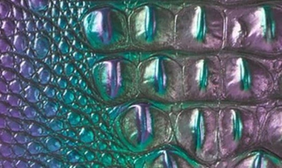 Shop Brahmin Small Caroline Croc Embossed Leather Satchel In Blue-green Multi