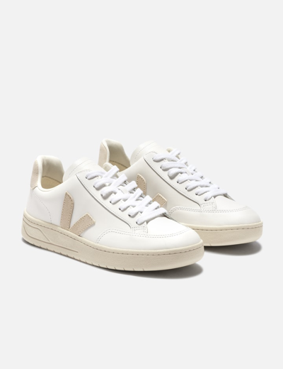 Veja Woman's V12 White And Beige Vegan Leather  Sneakers In White
