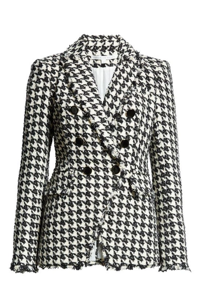 Shop Veronica Beard Miller Houndstooth Dickey Jacket In Black Off White