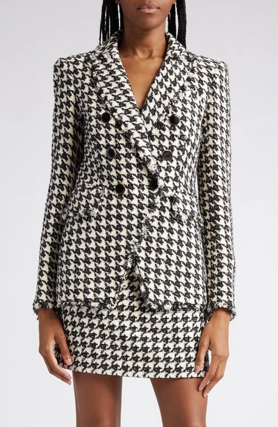 Shop Veronica Beard Miller Houndstooth Dickey Jacket In Black Off White