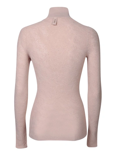 Fendi Woman Turtleneck Sand Size 6 Viscose, Polyester, Polyamide, Polyurethane In Beige