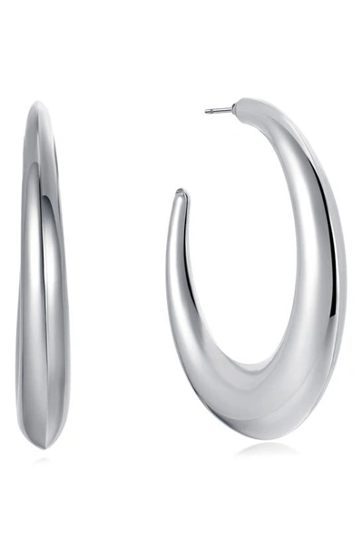 Shop Ettika Essential Hoop Earrings In Rhodium