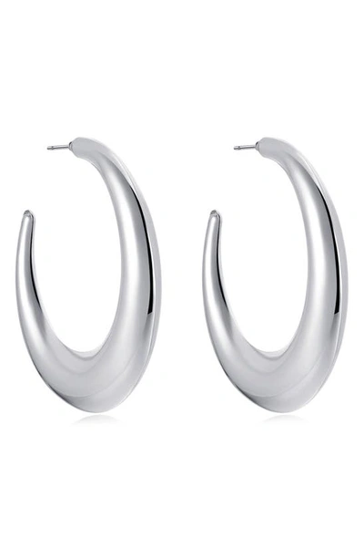 Shop Ettika Essential Hoop Earrings In Rhodium