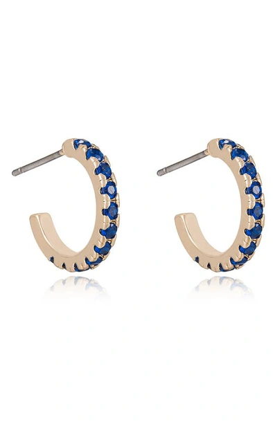 Shop Ettika Small Cubic Zirconia Hoop Earrings In Sapphire
