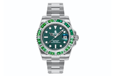 Pre-owned Bape Type 1 Crystal Stone X Watch Green