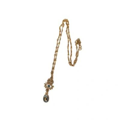 Shop La2l Blue Moon Moon Medal Necklace In Gold