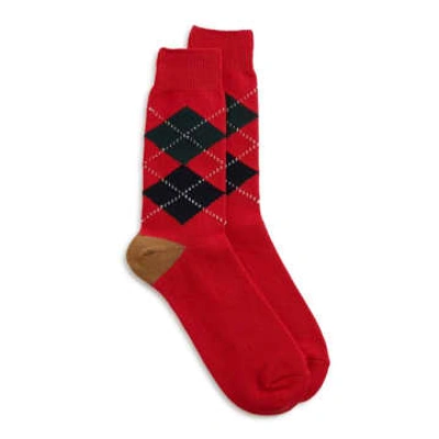 Shop Rototo Argyle Crew Socks Red/cinnamon