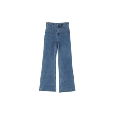 Shop Grace & Mila Wide Leg Front Pocket Jean In Blue