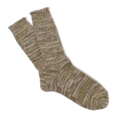 Shop Anonymous Ism 5 Colour Mix Crew Sock Olive 0017 In Green