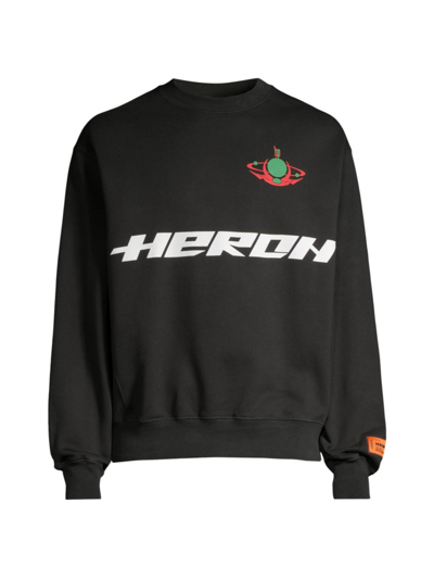 Shop Heron Preston Men's Heron Burn Crewneck Sweatshirt In Black Light Green