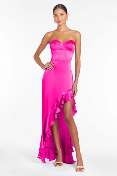 Shop Amanda Uprichard Amalia Silk Gown In Hot Pink Light