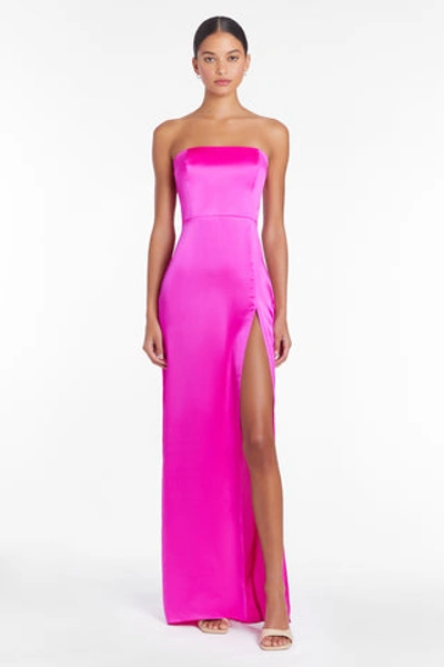 Shop Amanda Uprichard Mandy Silk Gown In Hot Pink Light