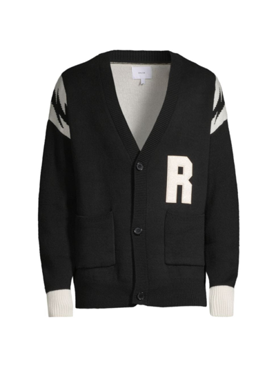 Shop Rhude Men's Lightning Cotton-cashmere Cardigan In Black White