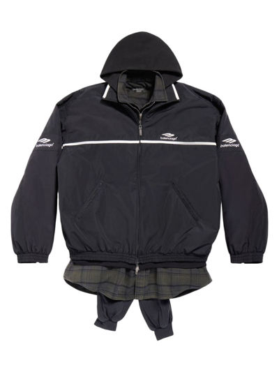 Shop Balenciaga 3b Sports Icon Layered Tracksuit Jacket In Black
