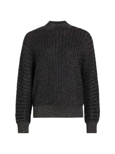 Shop Elie Tahari Women's The Rory Mock-turtleneck Sweater In Noir Gunmetal Lurex