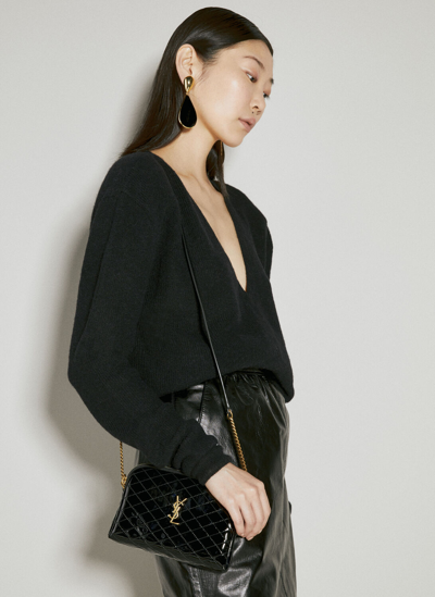 Shop Saint Laurent Gaby Zipped Shoulder Bag In Black