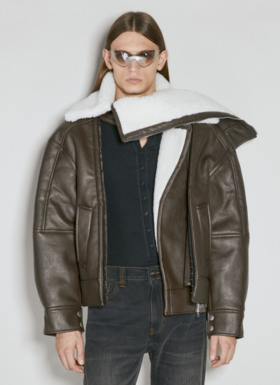 Shop Y/project Hook And Eye Synthetic Leather Jacket In Brown