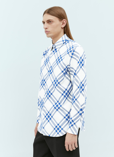 Shop Burberry Check Cotton Shirt In White