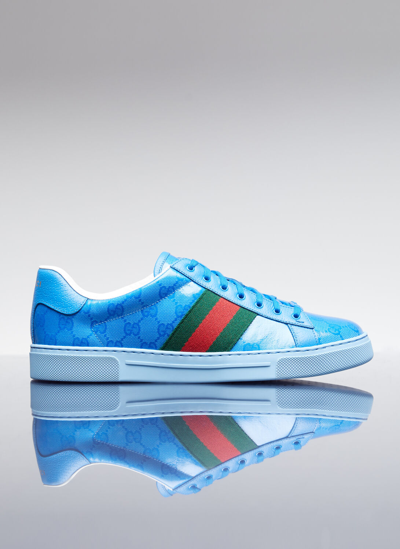 Shop Gucci Gg Crystal Canvas Sneakers In Blue