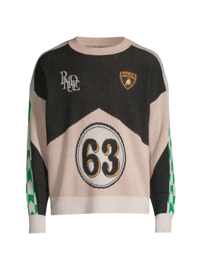 Shop Rhude Men's R H U D E X Lamborghini Wool-cashmere Crewneck Sweater In Neutral