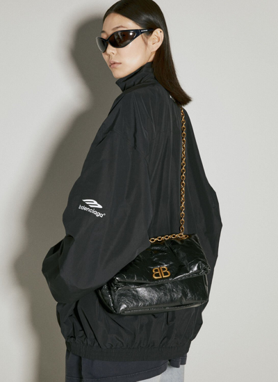 Shop Balenciaga Monaco Small Chain Shoulder Bag In Black