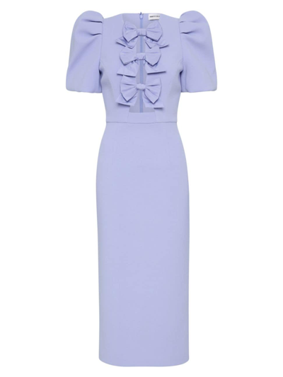 Shop Rebecca Vallance Women's Annabelle Bow-detailed Crepe Midi-dress In Blue