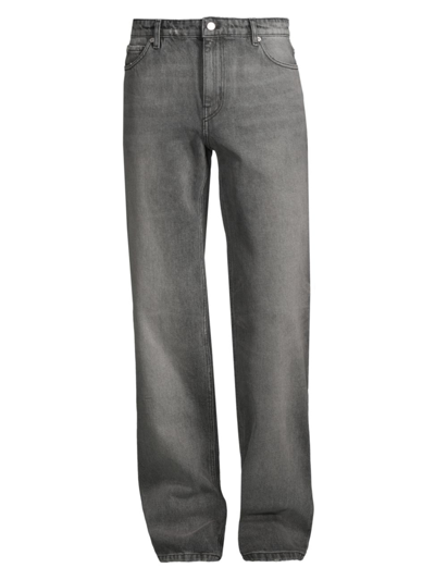 Shop Courrèges Men's Straight-leg Relaxed Jeans In Stonewashed Grey