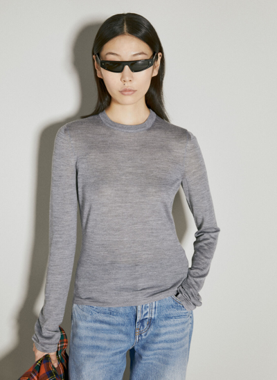 Shop Saint Laurent Cashmere, Wool And Silk Sweater In Grey