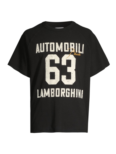 Shop Rhude Men's R H U D E X Lamborghini Automobili 63 Raglan-sleeve T-shirt In Vintage Black