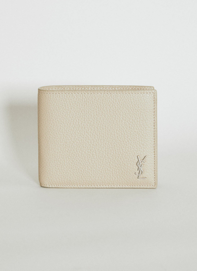 Shop Saint Laurent Tiny Cassandre East/west Wallet In Beige