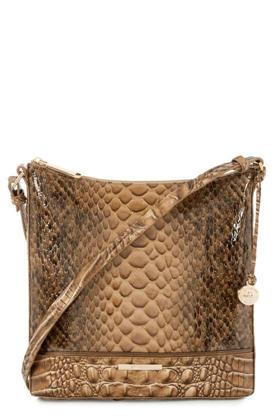 Shop Brahmin Katie Croc Embossed Leather Crossbody Bag In Macchiato
