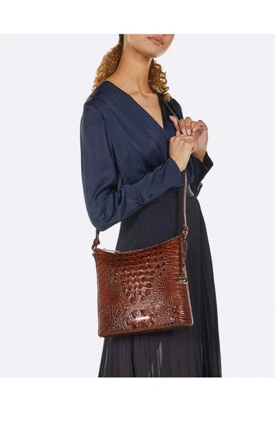 Shop Brahmin Katie Croc Embossed Leather Crossbody Bag In Macchiato