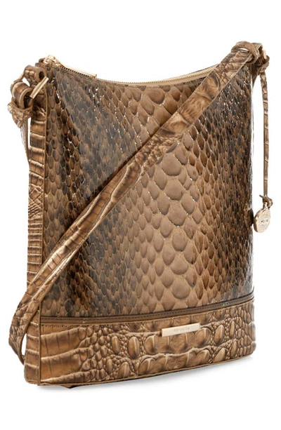 Shop Brahmin Katie Croc Embossed Leather Crossbody Bag In Macchiato